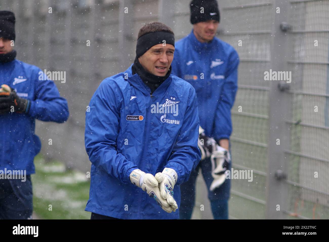 Saint-Pétersbourg, Russie. 19 avril 2024. Mikhail Kerzhakov, un joueur du club de football Zenit vu lors d'une séance d'entraînement ouverte à la base d'entraînement du Zenit FC en bon état Pétersbourg avant le match de football Zenit Saint-Pétersbourg - Orenbourg, qui se tiendra à Saint-Pétersbourg, en Russie. Crédit : SOPA images Limited/Alamy Live News Banque D'Images