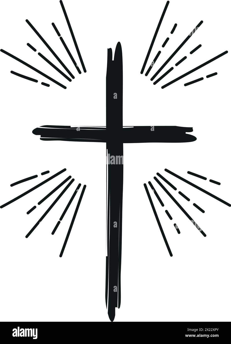 Christian Cross signe hipster Sun Starburst cercle rétro design vintage Illustration de Vecteur