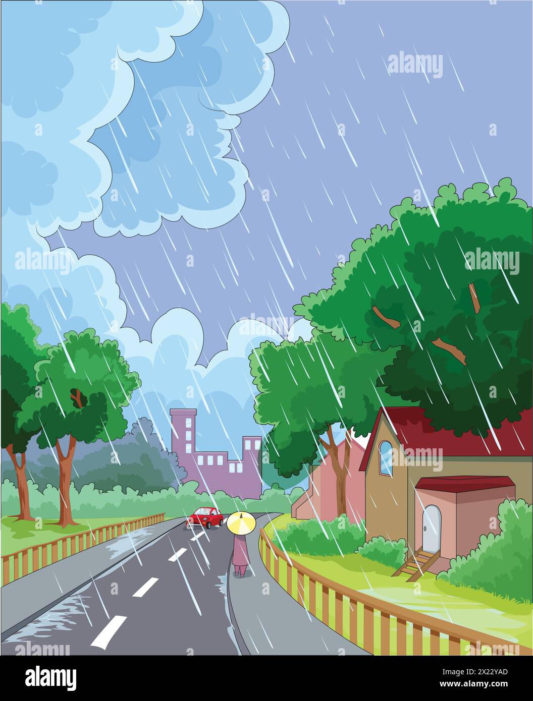 Illustration vectorielle montrant la saison des pluies Illustration de Vecteur