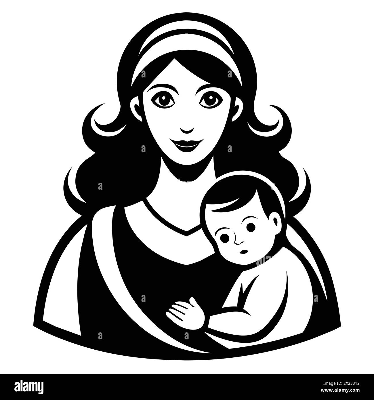 Amour inconditionnel : silhouette mère & bébé Illustration de Vecteur