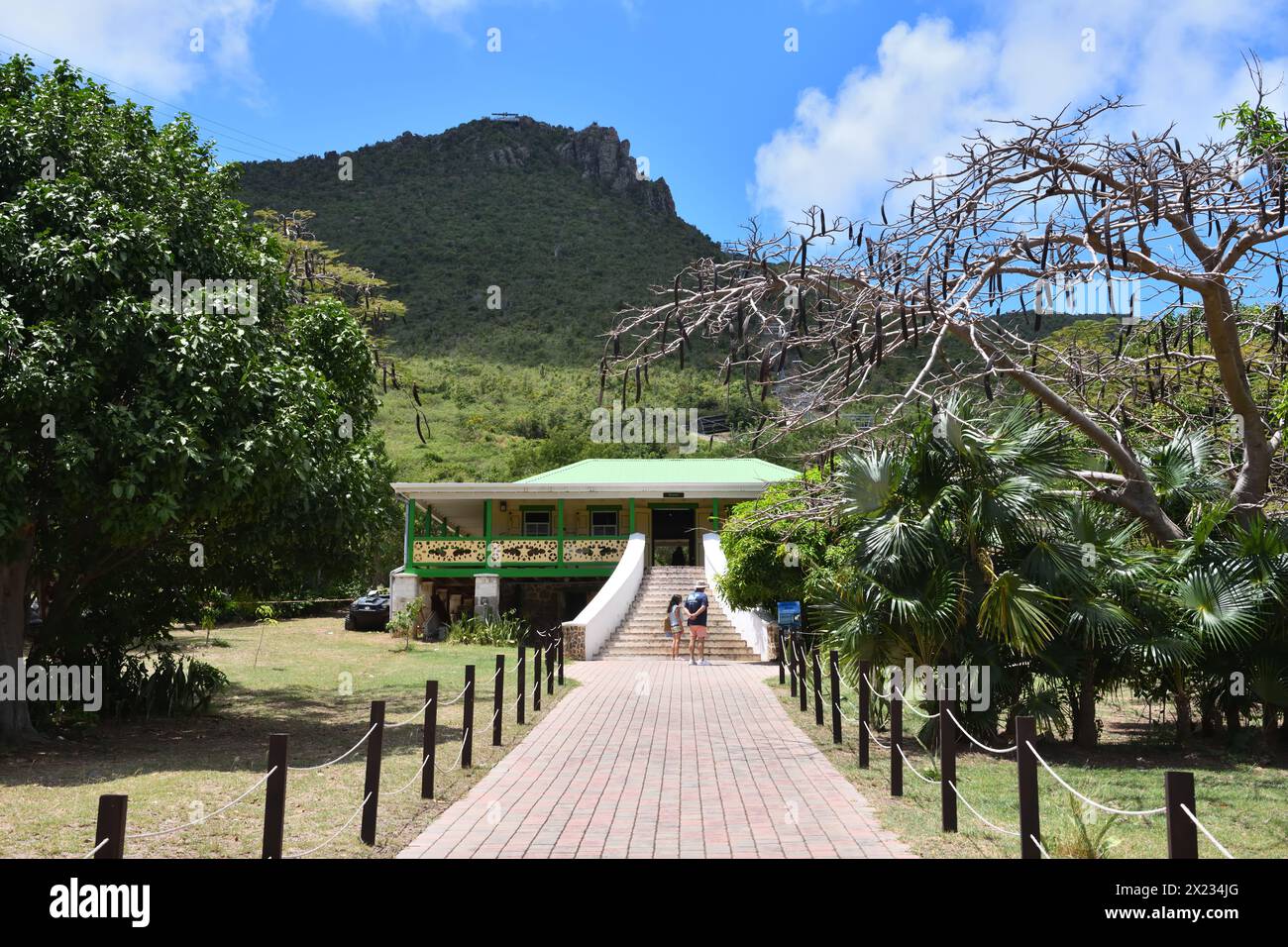 Rainforest Adventures St Maarten. Tyrolienne, tubing et télésiège avec vue sur l'île, ainsi qu'un musée sur l'histoire des esclaves Banque D'Images