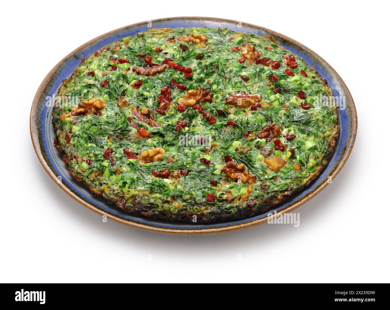Kuku sabzi (frittata aux herbes persanes), nourriture iranienne végétarienne Banque D'Images