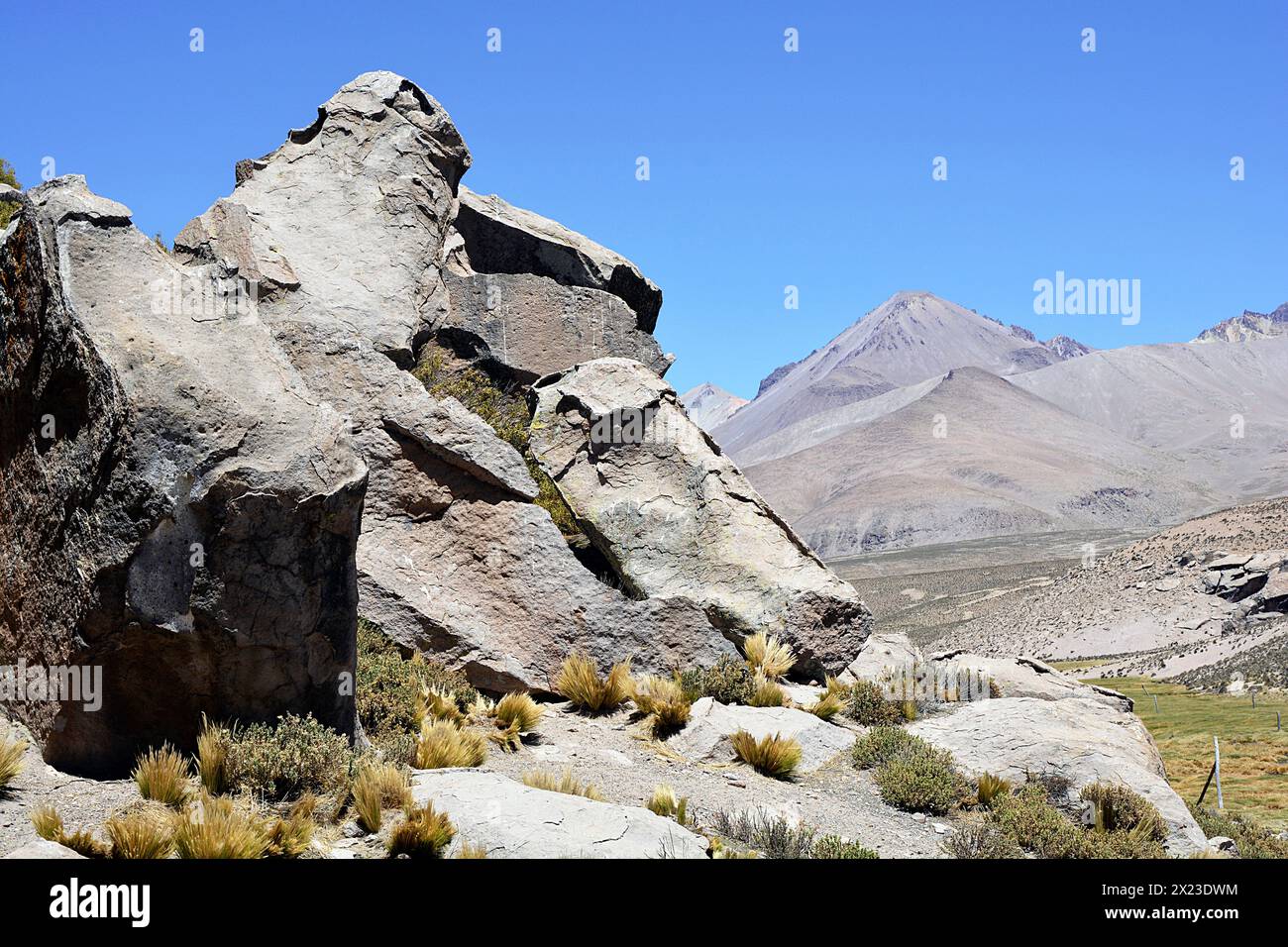 Chili ; nord du Chili ; région d'Arica y Parinacota ; Parc national de Lauca ; formations rocheuses bizarres Banque D'Images
