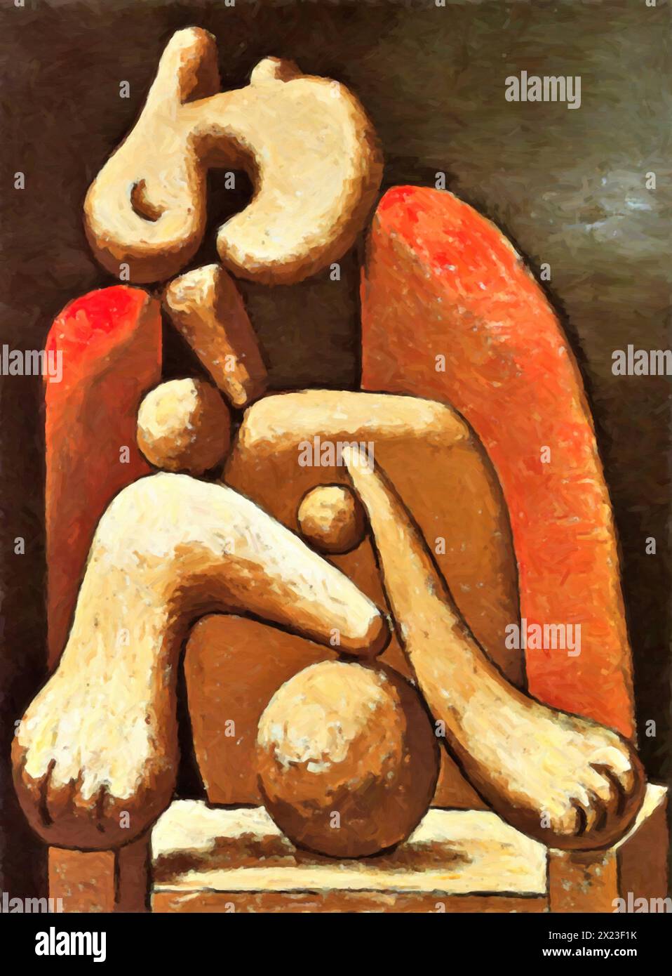 Femme dans un fauteuil rouge, 1932 (peinture) de l'artiste Picasso, Pablo (1881-1973) espagnol. Illustration de Vecteur