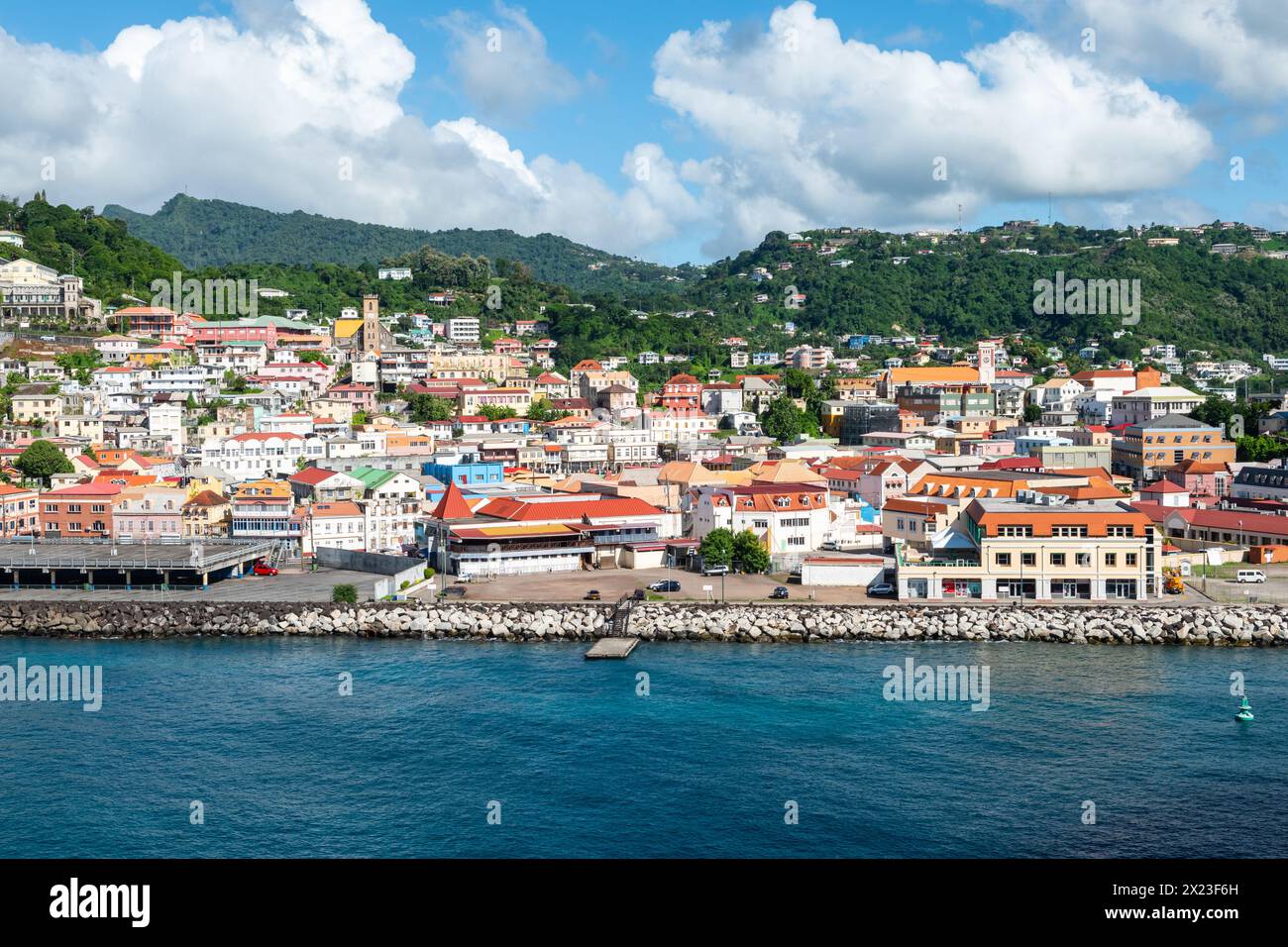 Port de croisière de St George, Grenade, Caraïbes. Banque D'Images