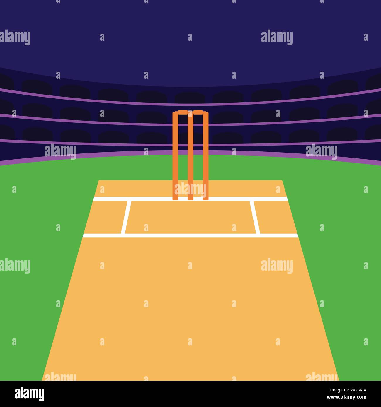 Cricket Pitch Icons vecteur d'illustration de stade de cricket Vector Cricket Sports Illustration de Vecteur