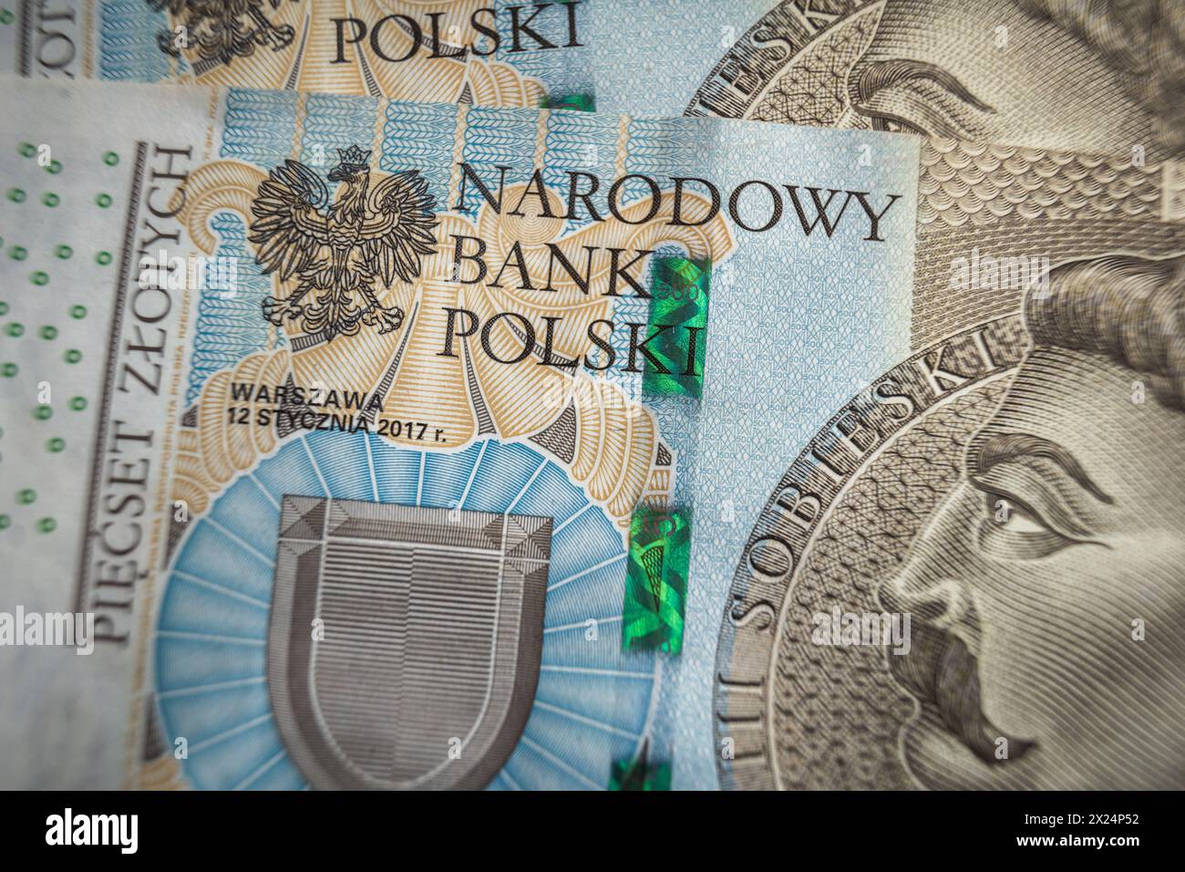 Narodowy Bank Polski signe sur l'économie des billets de banque en Pologne concept d'inflation Banque D'Images