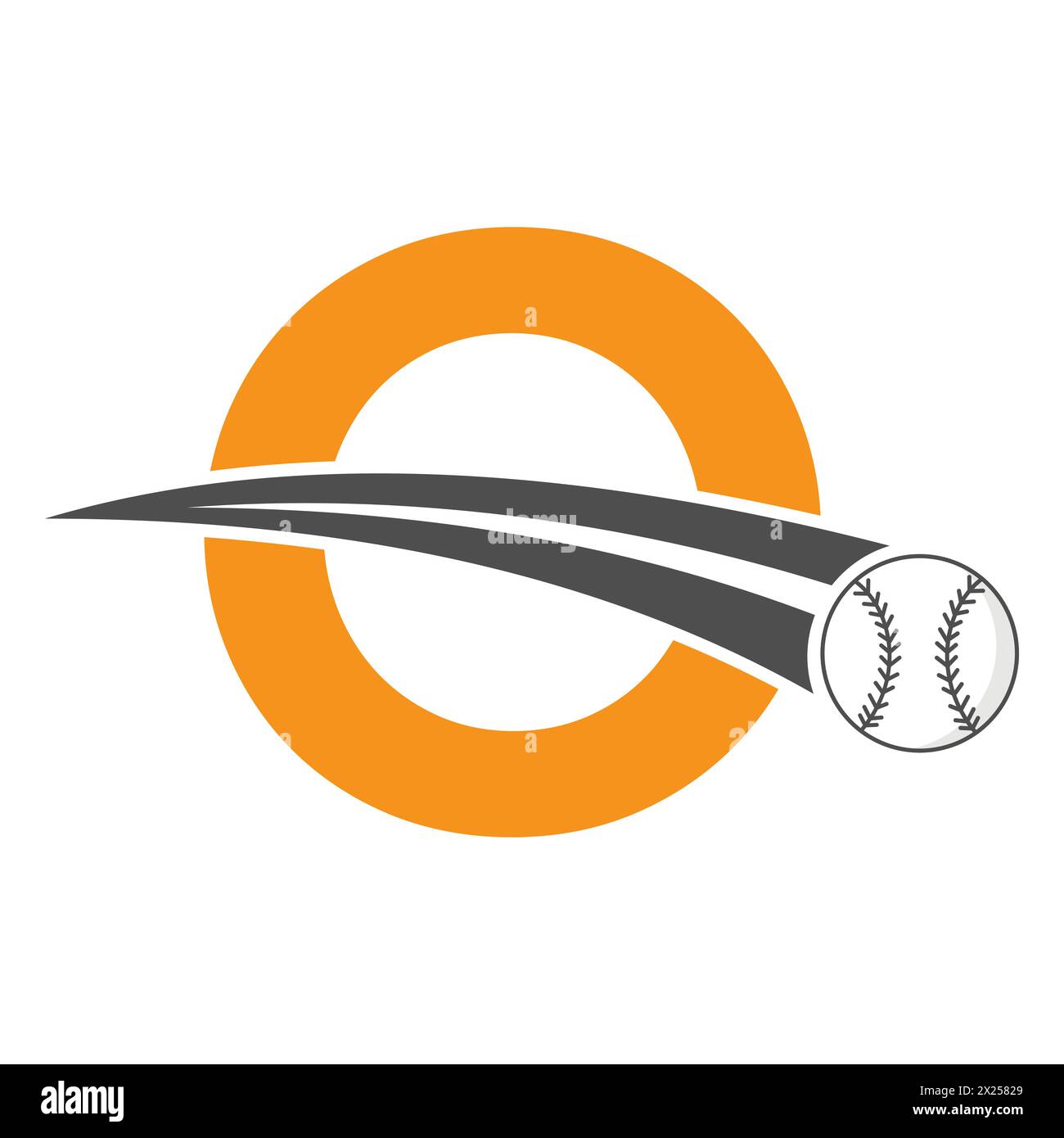 Logo baseball sur la lettre O concept avec symbole de baseball mobile. Enseigne de baseball Illustration de Vecteur