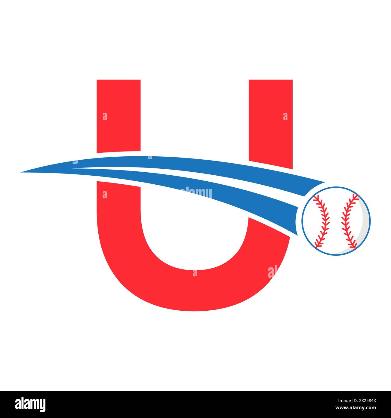 Logo baseball sur la lettre U concept avec le symbole de baseball mobile. Enseigne de baseball Illustration de Vecteur