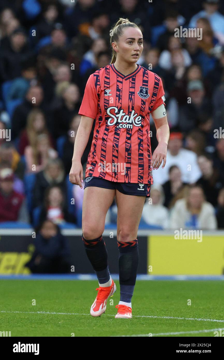 Brighton, Royaume-Uni. 19 avril 2024. Megan Finnigan d'Everton lors du match de Super League féminin entre Brighton & Hove `Albion et Everton au stade American Express. Crédit : James Boardman/Alamy Live News Banque D'Images Brighton, Royaume-Uni. 19 avril 2024. Megan Finnigan d'Everton lors du match de Super League féminin entre Brighton & Hove `Albion et Everton au stade American Express. Crédit : James Boardman/Alamy Live News Banque D'Images