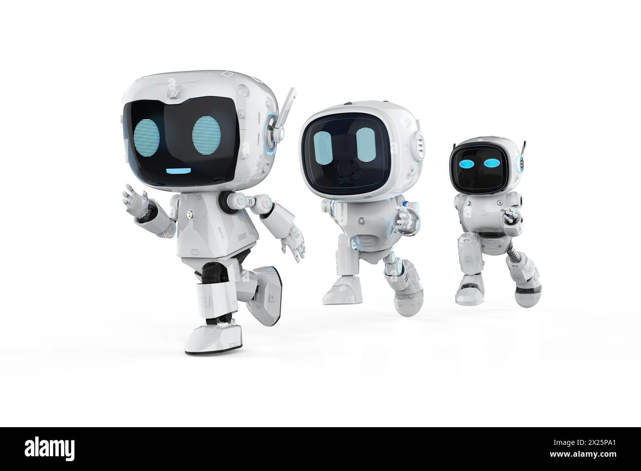 les robots ai d'assistant personnel de rendu 3d fonctionnent en compétition Banque D'Images