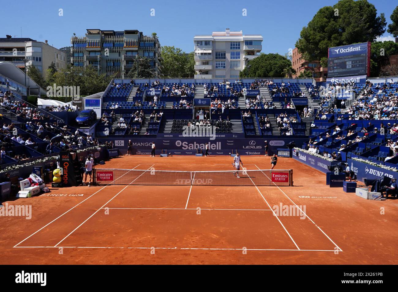 19 avril 2024 ; Real Club de Tenis Barcelona 1899, Barcelone, Espagne : ATP 500 Barcelona Open Banc Sabadell Tennis, jour 5 ; le court de terre battue Banque D'Images