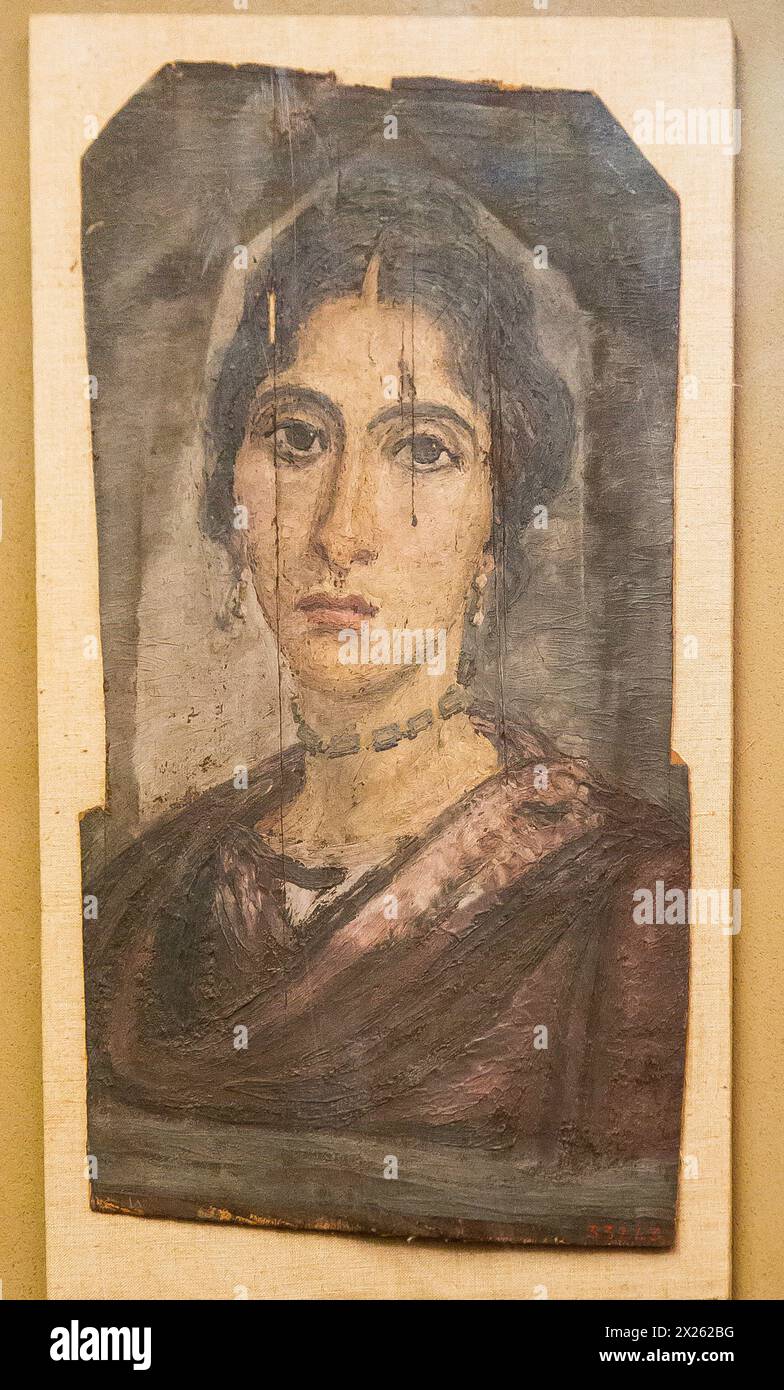 Égypte, le Caire, Musée égyptien, portrait de Fayoum, de Hawara. Banque D'Images