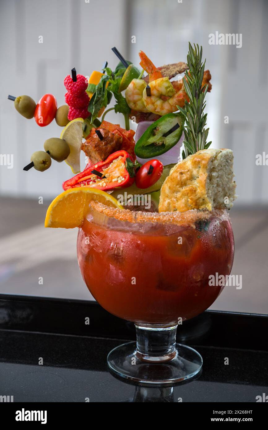 Las Vegas, Nevada. Guy's Hangover Recovery Bloody Mary, Guy Fieri's Restaurant, le Linq. Banque D'Images
