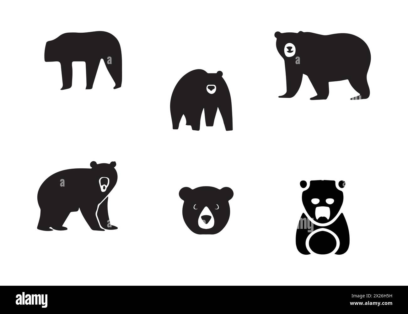 Conception d'illustration d'icône d'ours noir de style minimal Illustration de Vecteur