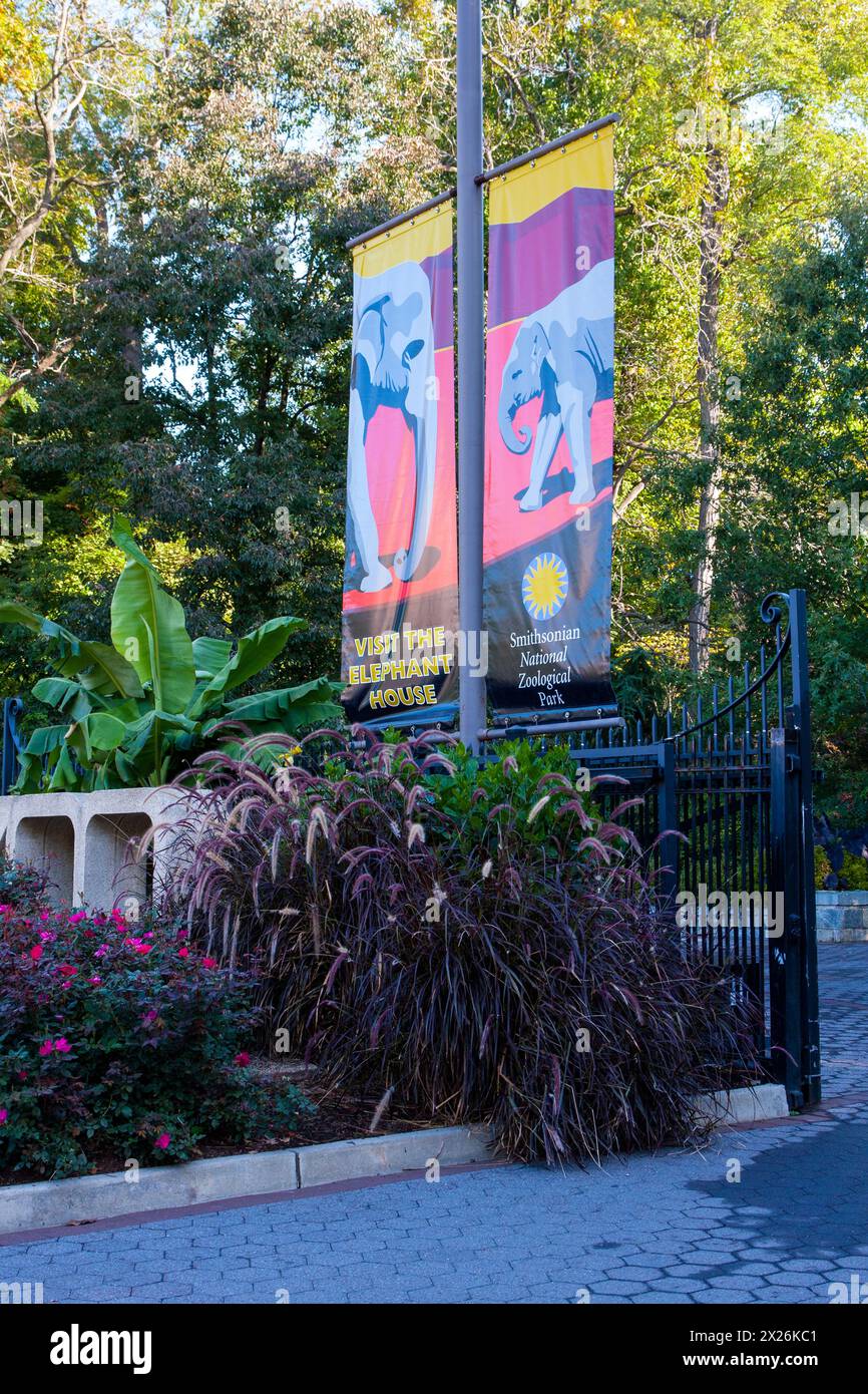 Parc zoologique national Smithsonian (zoo national), Washington, D.C. entrée. Banque D'Images