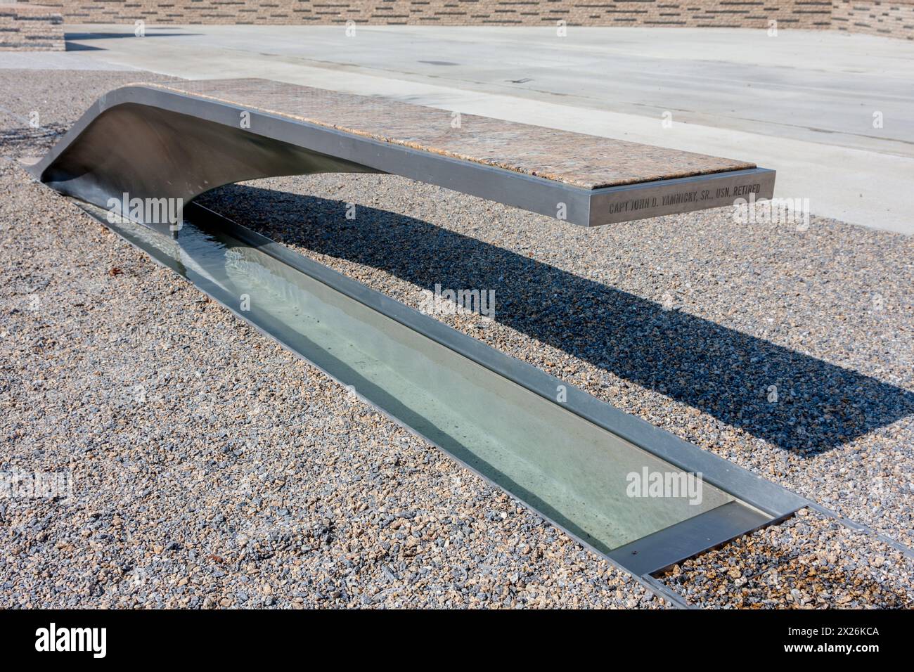 Pentagon Memorial, le comté d'Arlington, Virginia, USA. Souvenirs de chaque individu à une seule victime. Banque D'Images