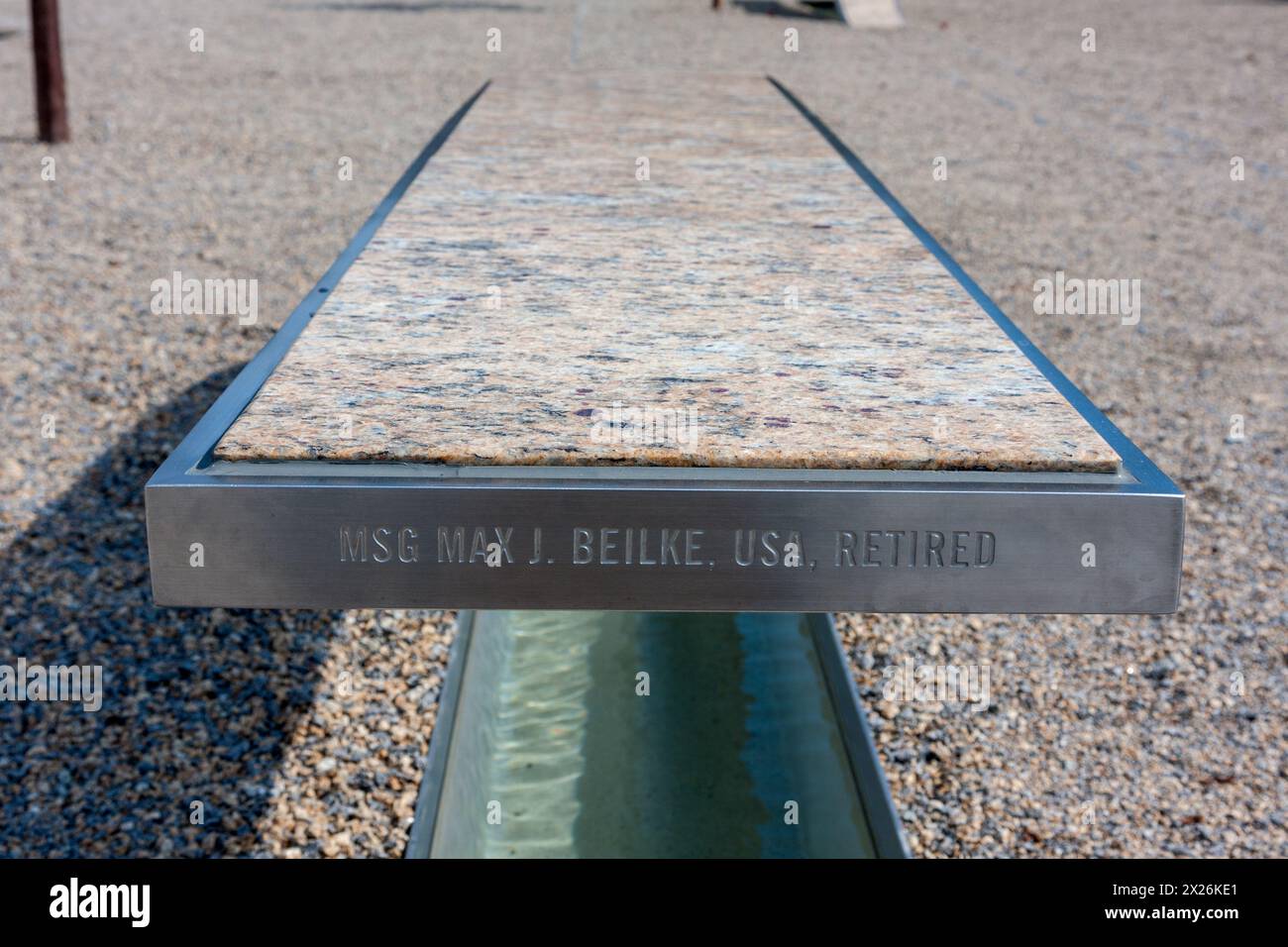 Pentagon Memorial, le comté d'Arlington, Virginia, USA. Souvenirs de chaque individu à une seule victime. Banque D'Images