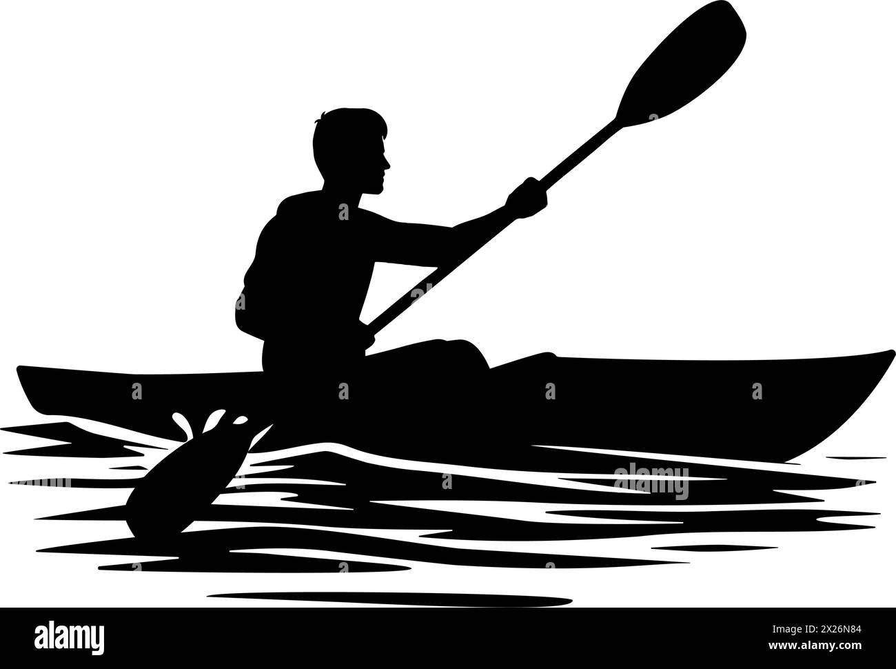 Homme kayak silhouette. Illustration vectorielle Illustration de Vecteur