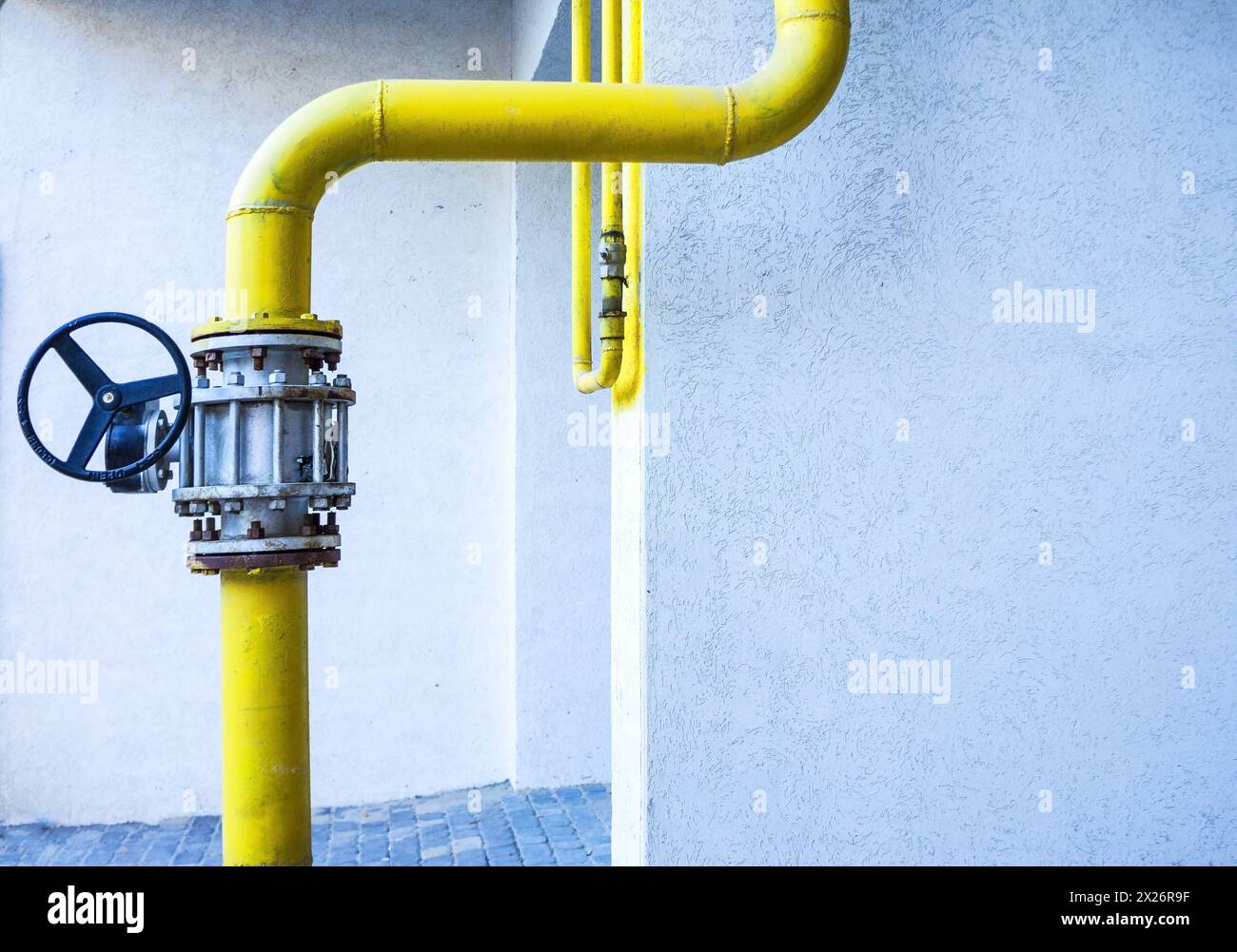 vanne sur le tuyau de gaz. Fournir une population de gaz naturel. Concept Gas Supply. tuyau de soupape Banque D'Images