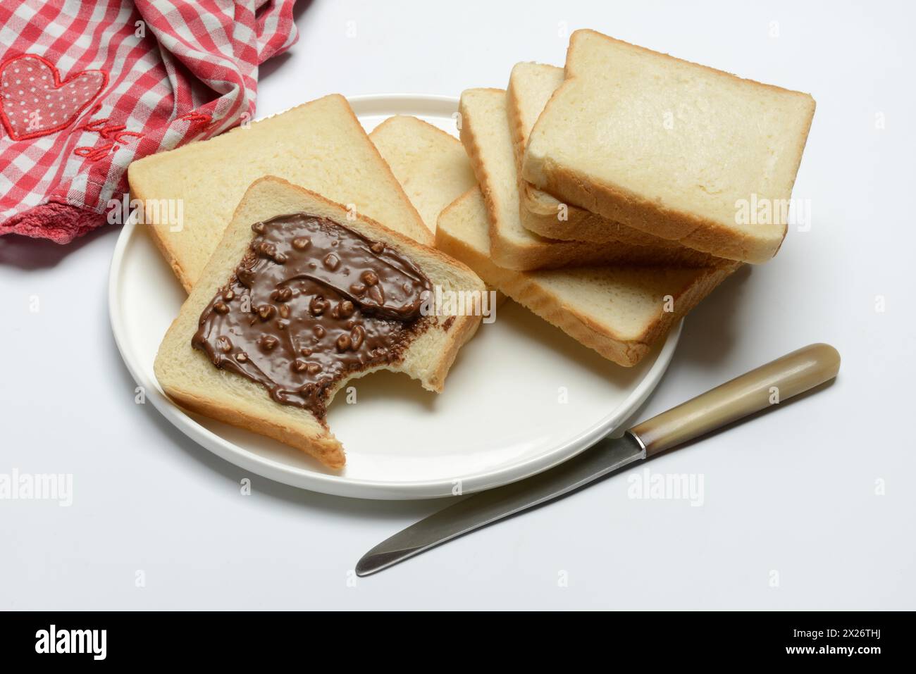 Crème de noisette sur toast, toast Banque D'Images