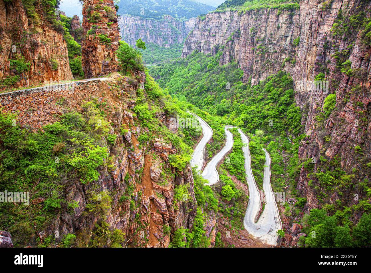 Paysage de la Cliff Road dans le village de Guoliang, province du Henan Banque D'Images