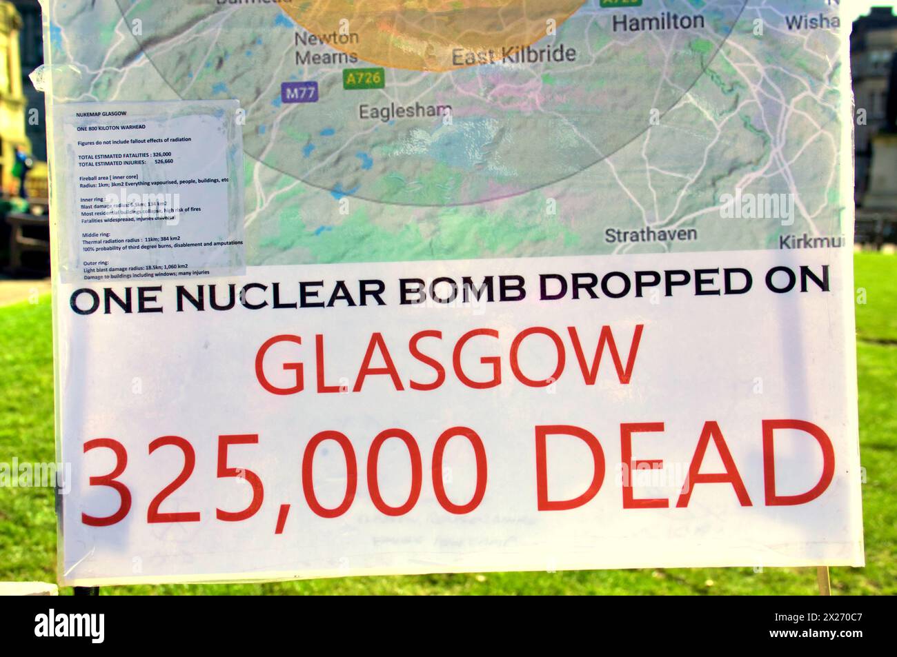 Glasgow, Écosse, Royaume-Uni. 20 avril 2024 : le blocage anti-nucléaire de faslane à Pro Independence Yes march a commencé dans le parc kelvingrove et s'est terminé par des discours sur george Square comprenant un certain nombre de groupes pro indy. Crédit Gerard Ferry /Alamy Live News Banque D'Images