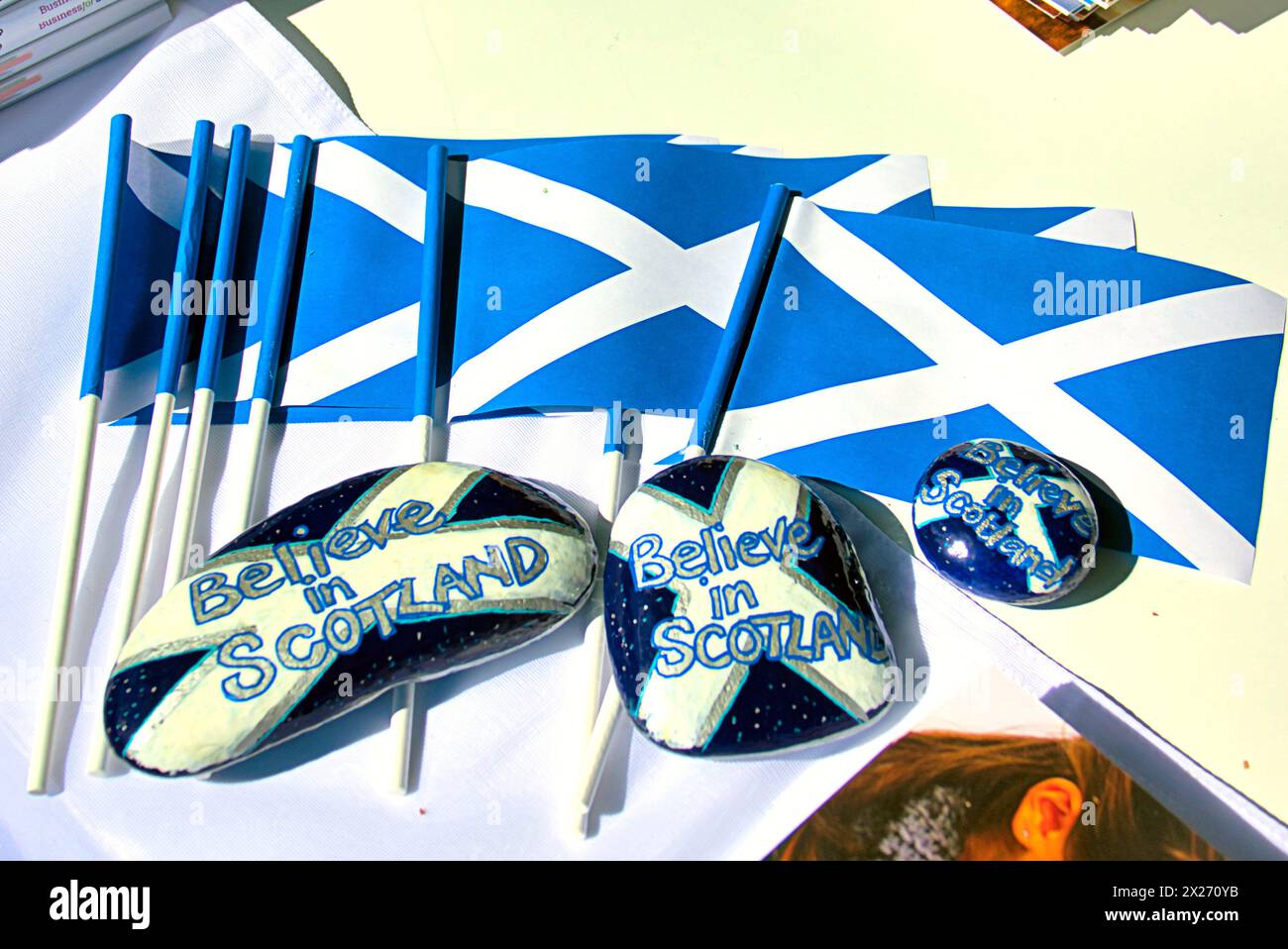 Glasgow, Écosse, Royaume-Uni. 20 avril 2024 : la marche pro indépendance oui a commencé dans le parc kelvingrove et s'est terminée par des discours à george Square comprenant un certain nombre de groupes pro indy. Crédit Gerard Ferry /Alamy Live News Banque D'Images