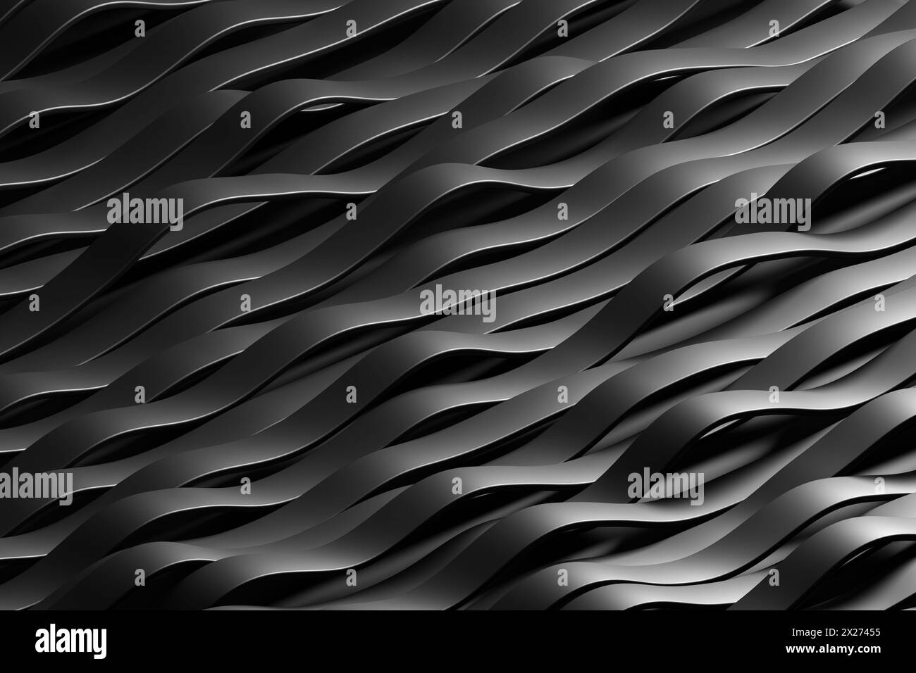 Rangée de bandes noires formant des courbes ressemblant à des vagues. Élément de conception pour les documents imprimables, les fonds de page Web et les fonds d'écran de présentation de diaporama Banque D'Images