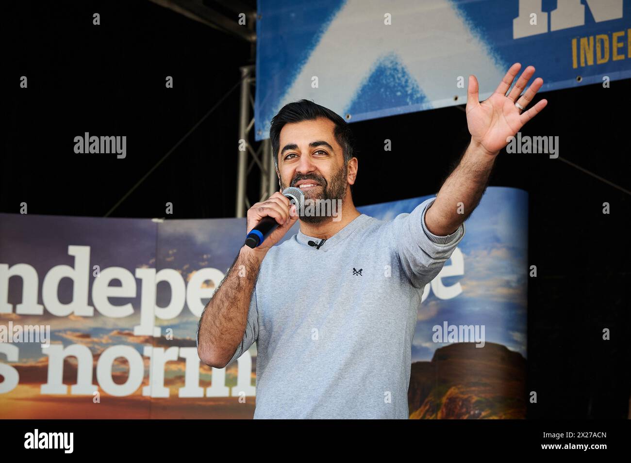 Glasgow Écosse, Royaume-Uni 20 avril 2024. March and Rally for a Independent Scotland passe par la ville jusqu'à George Square avec des conférenciers dont le premier ministre écossais Humza Yousaf. crédit sst/alamy live news Banque D'Images