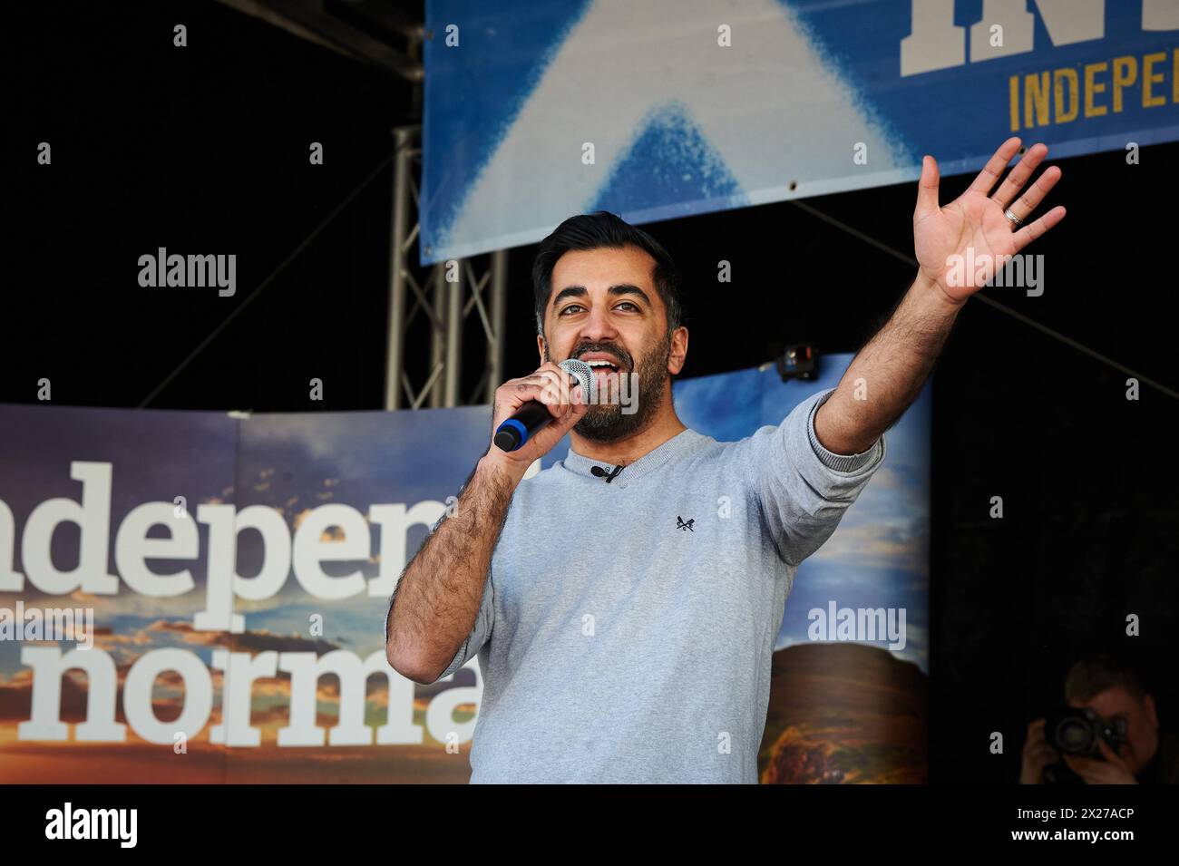 Glasgow Écosse, Royaume-Uni 20 avril 2024. March and Rally for a Independent Scotland passe par la ville jusqu'à George Square avec des conférenciers dont le premier ministre écossais Humza Yousaf. crédit sst/alamy live news Banque D'Images