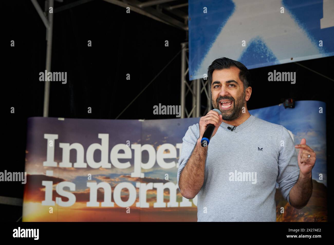 Glasgow Écosse, Royaume-Uni 20 avril 2024. March and Rally for a Independent Scotland passe par la ville jusqu'à George Square avec des conférenciers dont le premier ministre écossais Humza Yousaf. crédit sst/alamy live news Banque D'Images