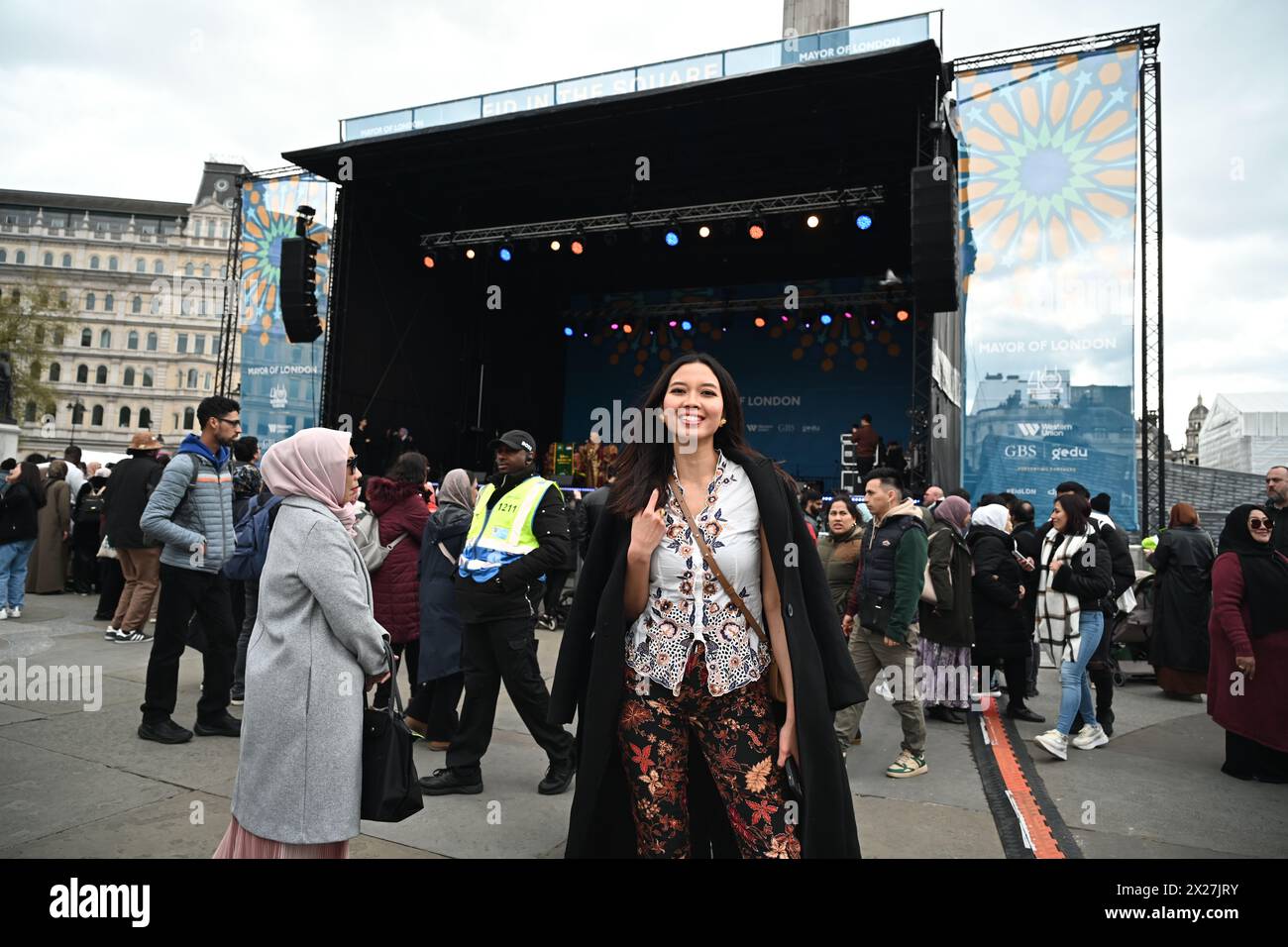 Trafalgar Square, Londres, Royaume-Uni. 20 avril 2024. Thousand assiste à l'Aïd dans le Square 2023 de Trafalgar Square pour célébrer la fin du Ramadan, un mélange de spectacles traditionnels et contemporains. Crédit : Voir Li/Picture Capital/Alamy Live News Banque D'Images