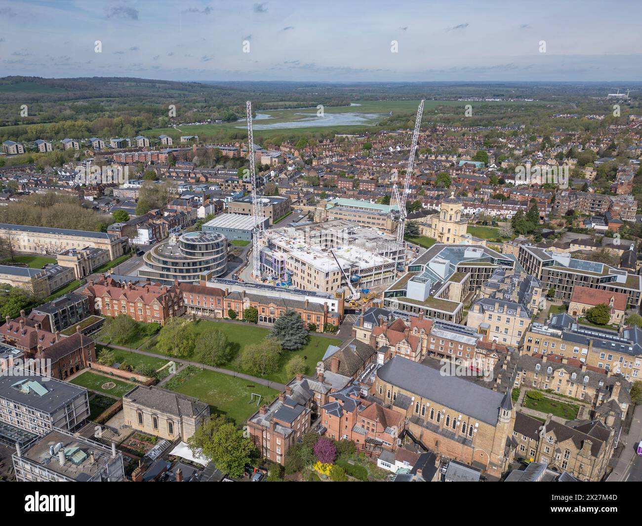 Vue aérienne du Somerville College, Université d'Oxford, Oxford, Royaume-Uni. Banque D'Images