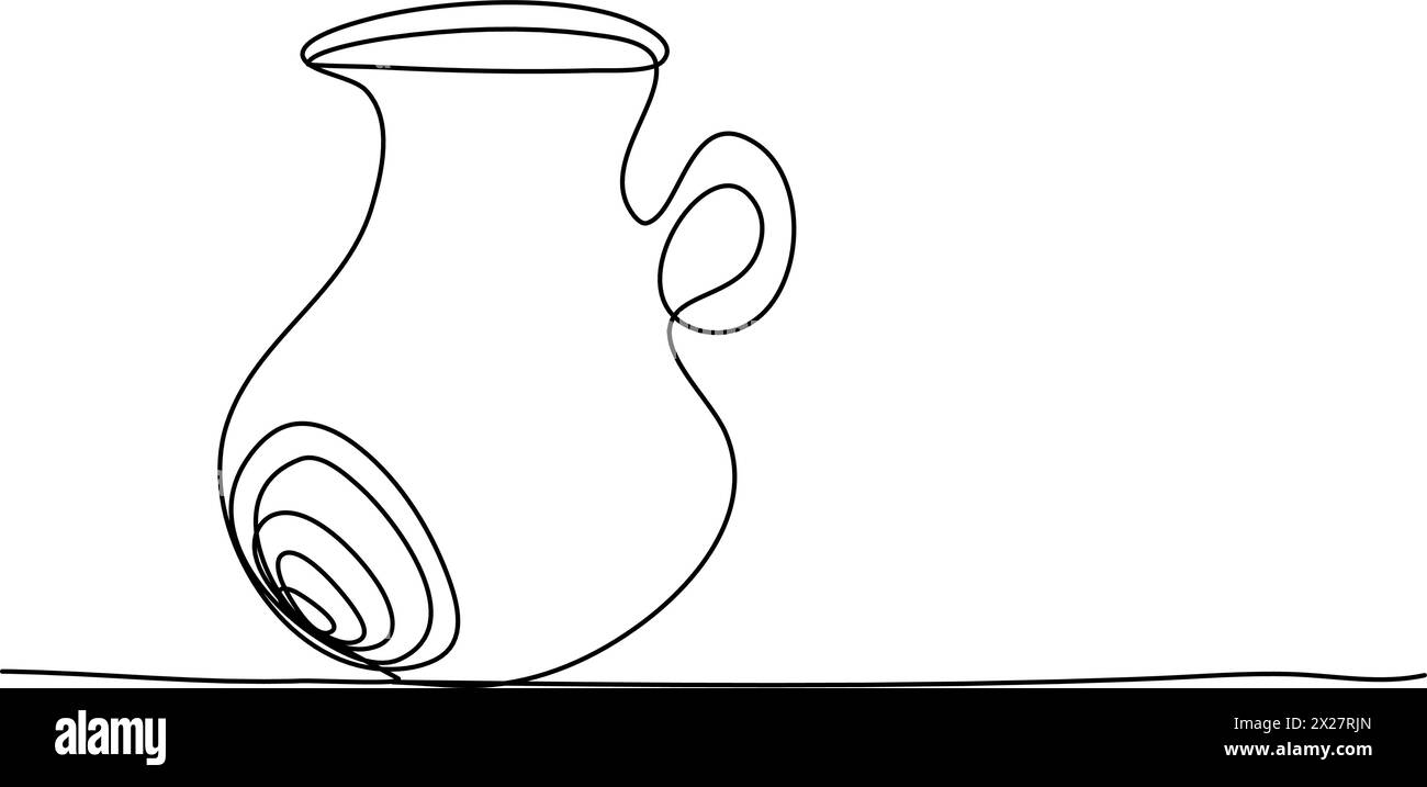 Cruche. illustration vectorielle de dessin d'une ligne. Illustration de Vecteur