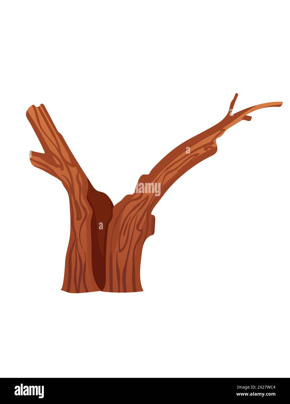 Illustration vectorielle de tronc creux d'arbre brun isolée sur fond blanc Illustration de Vecteur
