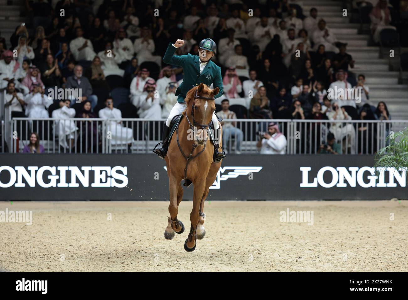 Riyad, Arabie Saoudite. 20 avril 2024. Ramzy Al Duhami d'Arabie Saoudite avec Untouchable 32 lors de la deuxième manche de la Longines FEI Jumping World Cup™ - finale III à la FEI World Cup™ finale Riyad le 20 avril 2024, Riyad International Convention and Exhibition Center, Royaume d'Arabie Saoudite (photo de Maxime David - MXIMD Pictures) crédit : MXIMD Pictures/Alamy Live News Banque D'Images