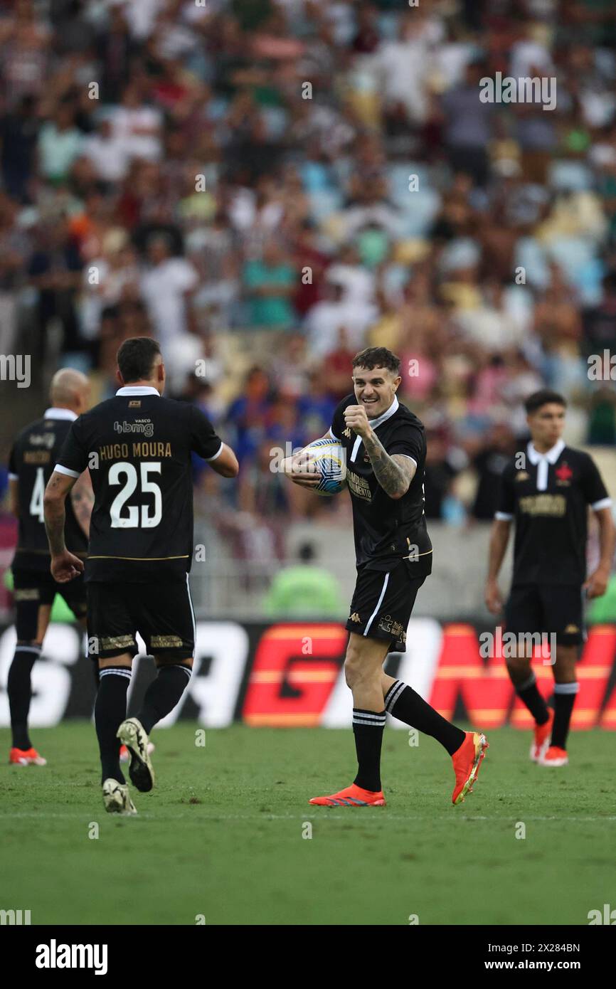 Rio de Janeiro, Brésil. 20 décembre 2024. Pablo Vegetti de Vasco da Gama, célèbre après avoir marqué le premier but de son équipe lors du match entre Fluminense et Vasco da Gama, pour la Serie A 2024 brésilienne, au stade Maracana, à Rio de Janeiro, le 20 avril. Photo : Daniel Castelo Branco/DiaEsportivo/Alamy Live News crédit : DiaEsportivo/Alamy Live News Banque D'Images