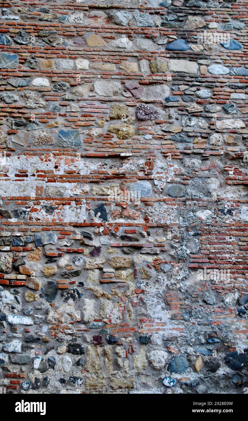 Un vieux mur à la Alcazaba de Malaga, Espagne Banque D'Images