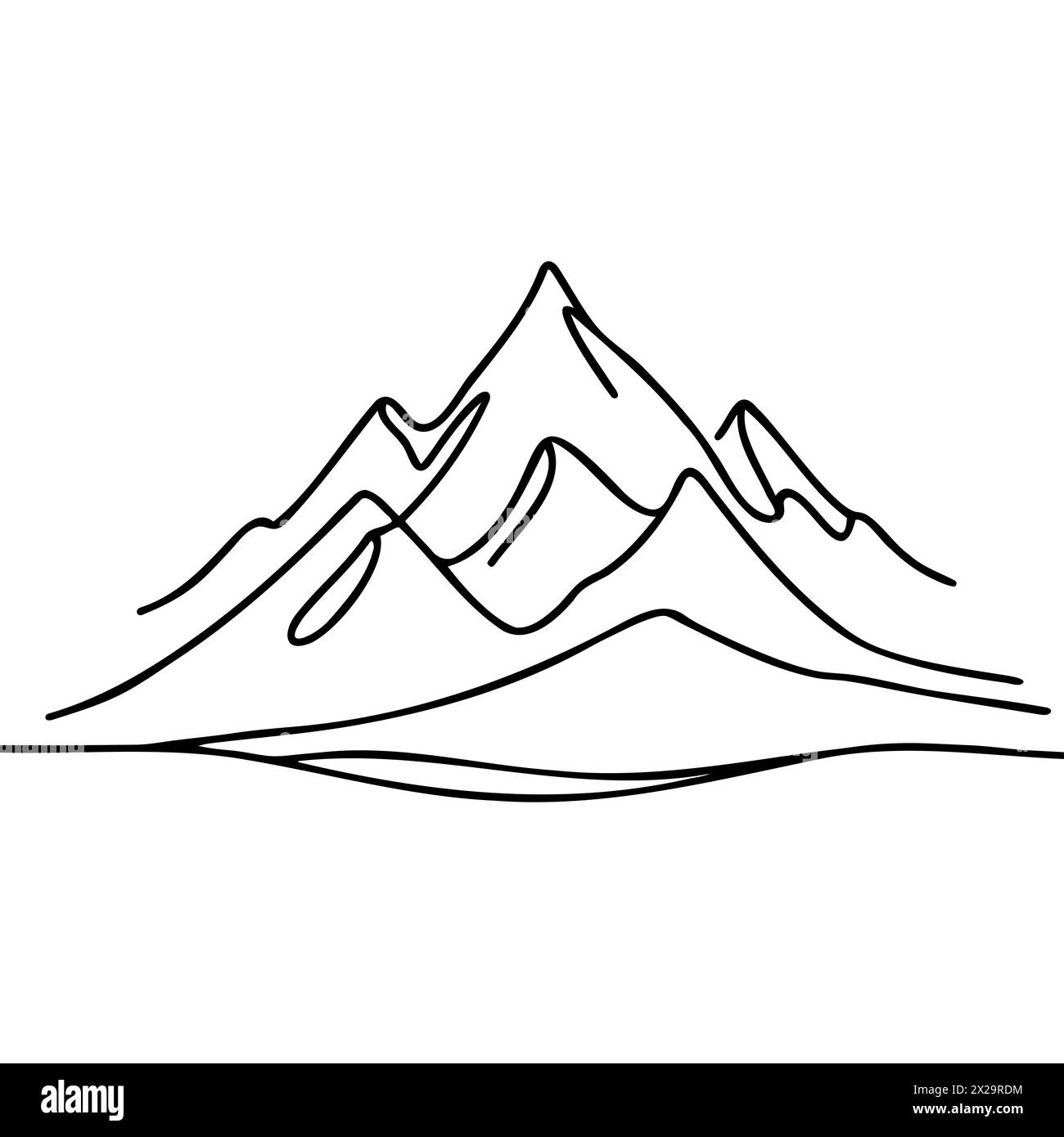 Un dessin au trait continu de montagne. illustration vectorielle. Illustration de Vecteur