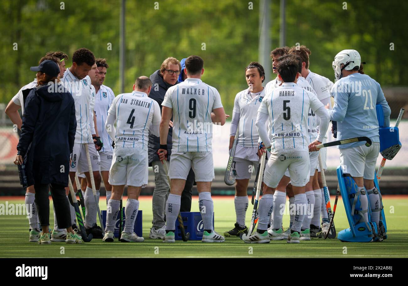 Waterloo, Belgique. 21 avril 2024. Les joueurs de Braxgata photographiés lors d'un match de hockey entre les Ducks de Waterloo et Braxgata, le dimanche 21 avril 2024 à Waterloo, le jour 21 de la saison 2023-2024, de la Ligue belge de hockey masculin. BELGA PHOTO VIRGINIE LEFOUR crédit : Belga News Agency/Alamy Live News Banque D'Images