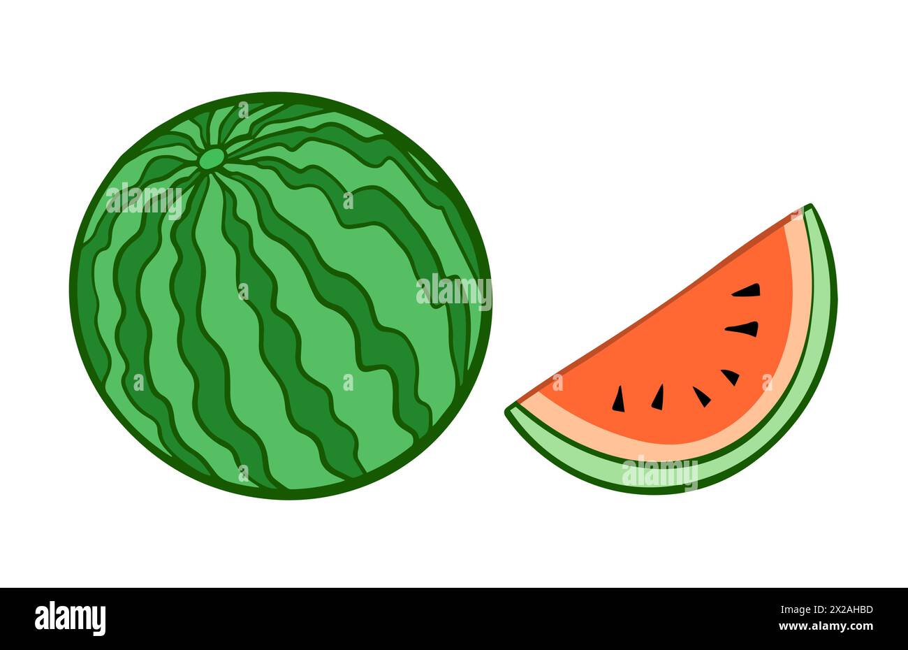 Appétissante et savoureuse tranche de pastèque sur fond blanc Illustration de Vecteur