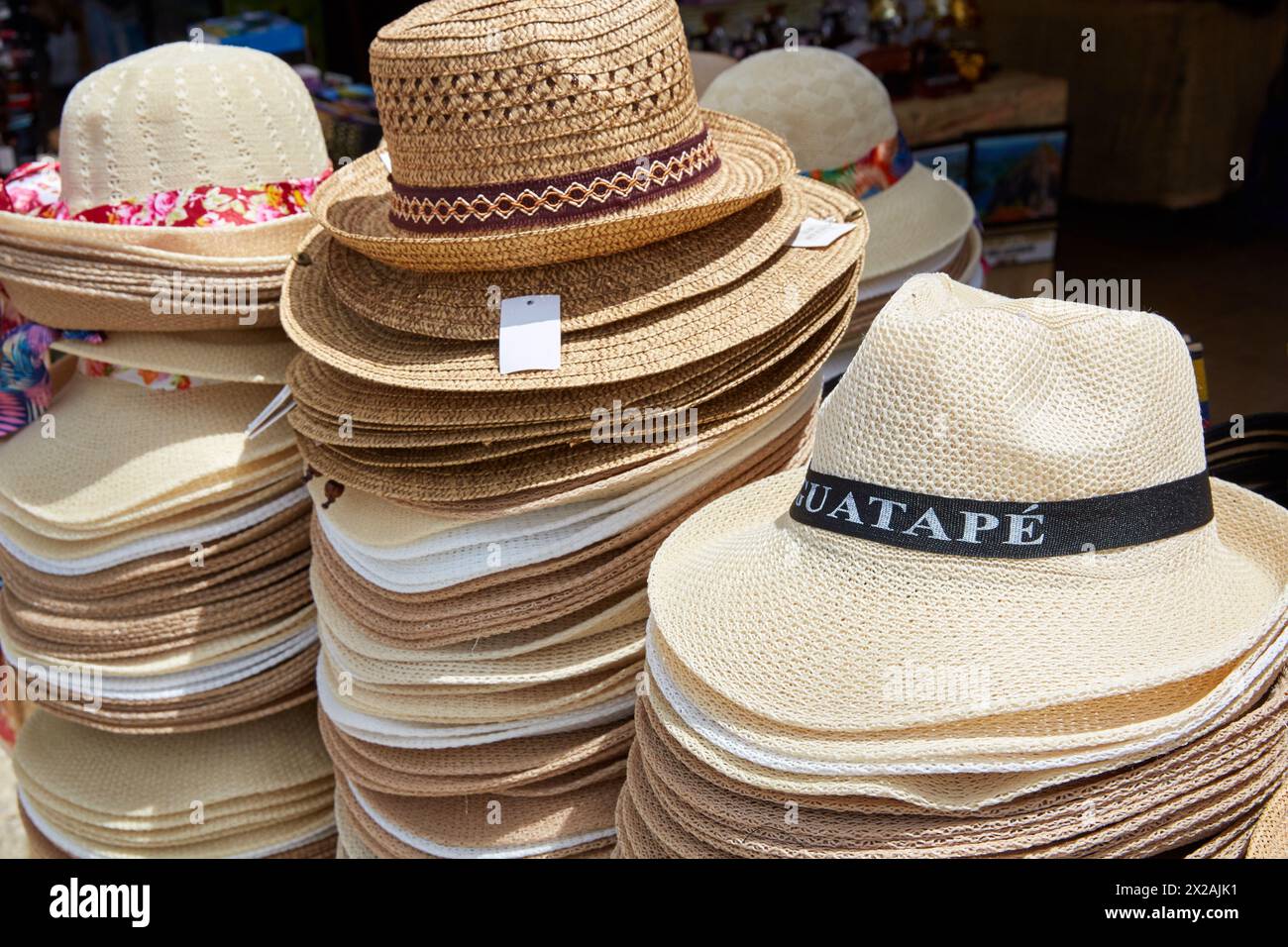 Panama Hat, souvenirs, PE√±ol Stone, El PE√±ol, Antioquia, Colombie, Amérique du Sud Banque D'Images