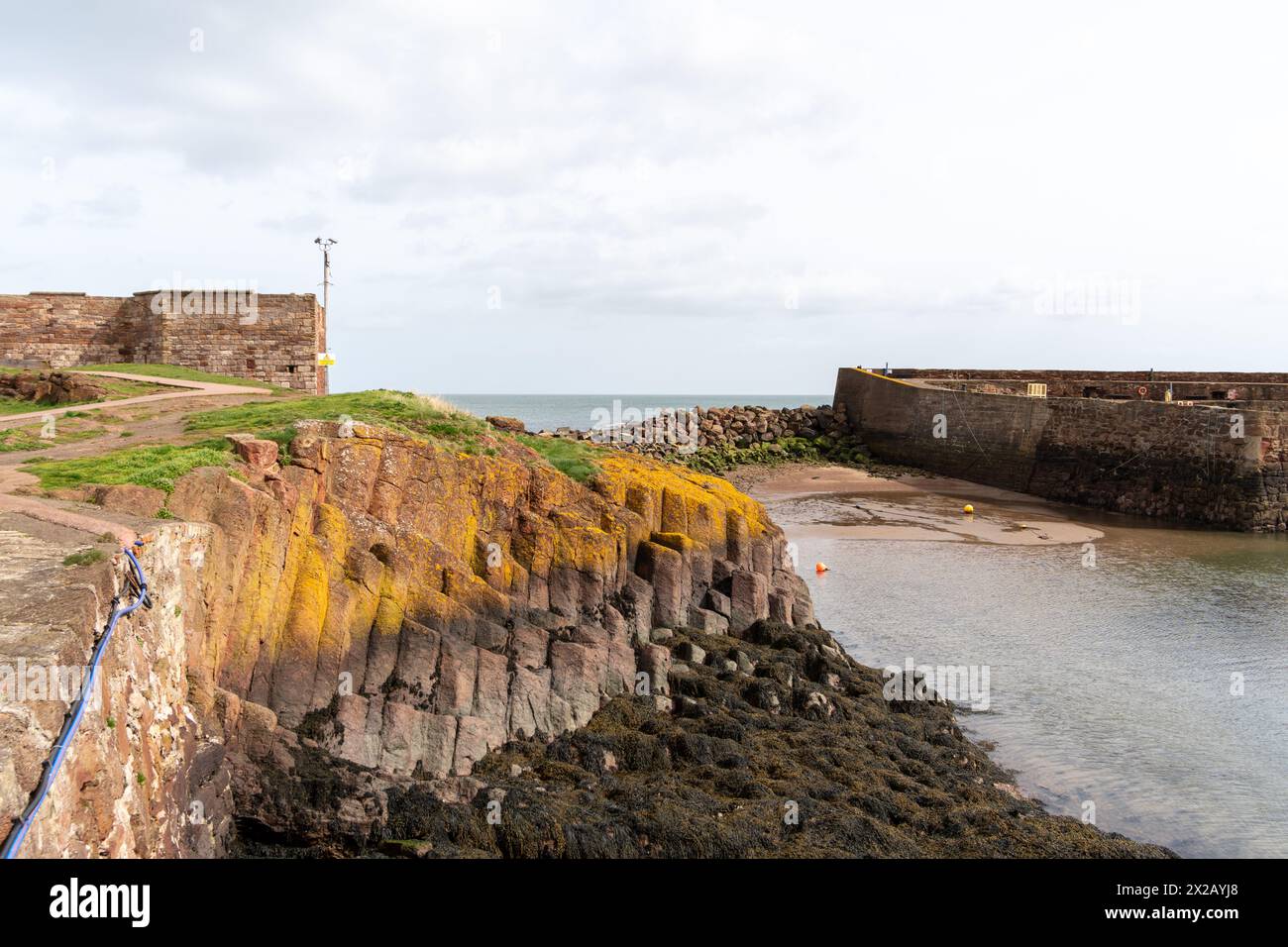 Vue sur le paysage du port de Dunbar dans la ville écossaise de pêcheurs de Dunbar, Écosse, Royaume-Uni Banque D'Images