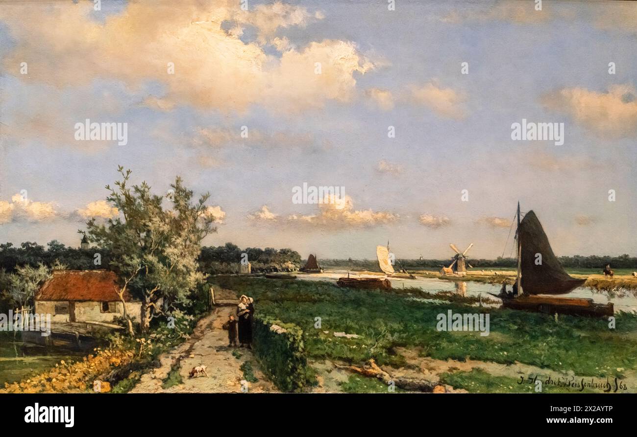 Le canal maritime de Trekvliet près de Rijswijk, connu sous le nom de -vue près du pont Geest-, Johan Hendrik Weissenbruch, 1868, Amsterdam, pays-Bas Banque D'Images