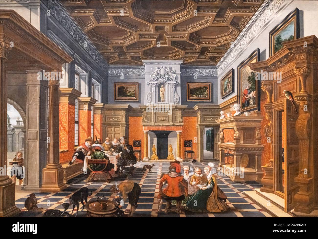 Intérieur avec une entreprise, Bartholomeus van Bassen-Esaias van de Velde, huile sur panneau, 1622-1624, Amsterdam, pays-Bas Banque D'Images