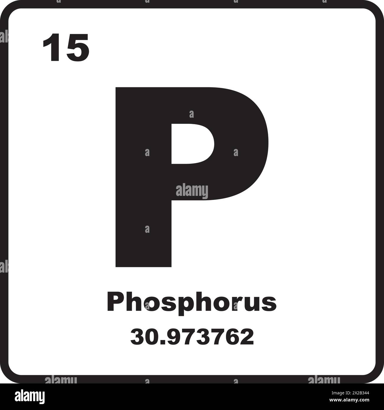 Icône de phosphore, élément chimique du tableau périodique. Illustration de Vecteur