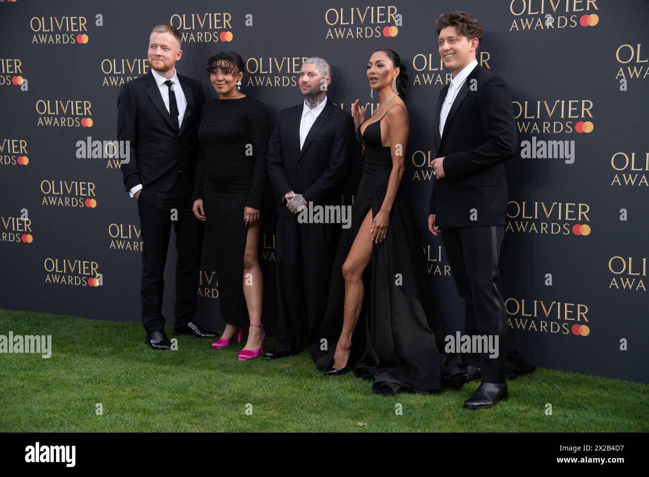 Londres, Royaume-Uni. 14 avril 2024. Photo : (G-d) - David Thaxton, Grace Hodgett Young, Jamie Lloyd, Nicole Scherzinger et Tom Francis assistent à l'Olivier A. Banque D'Images