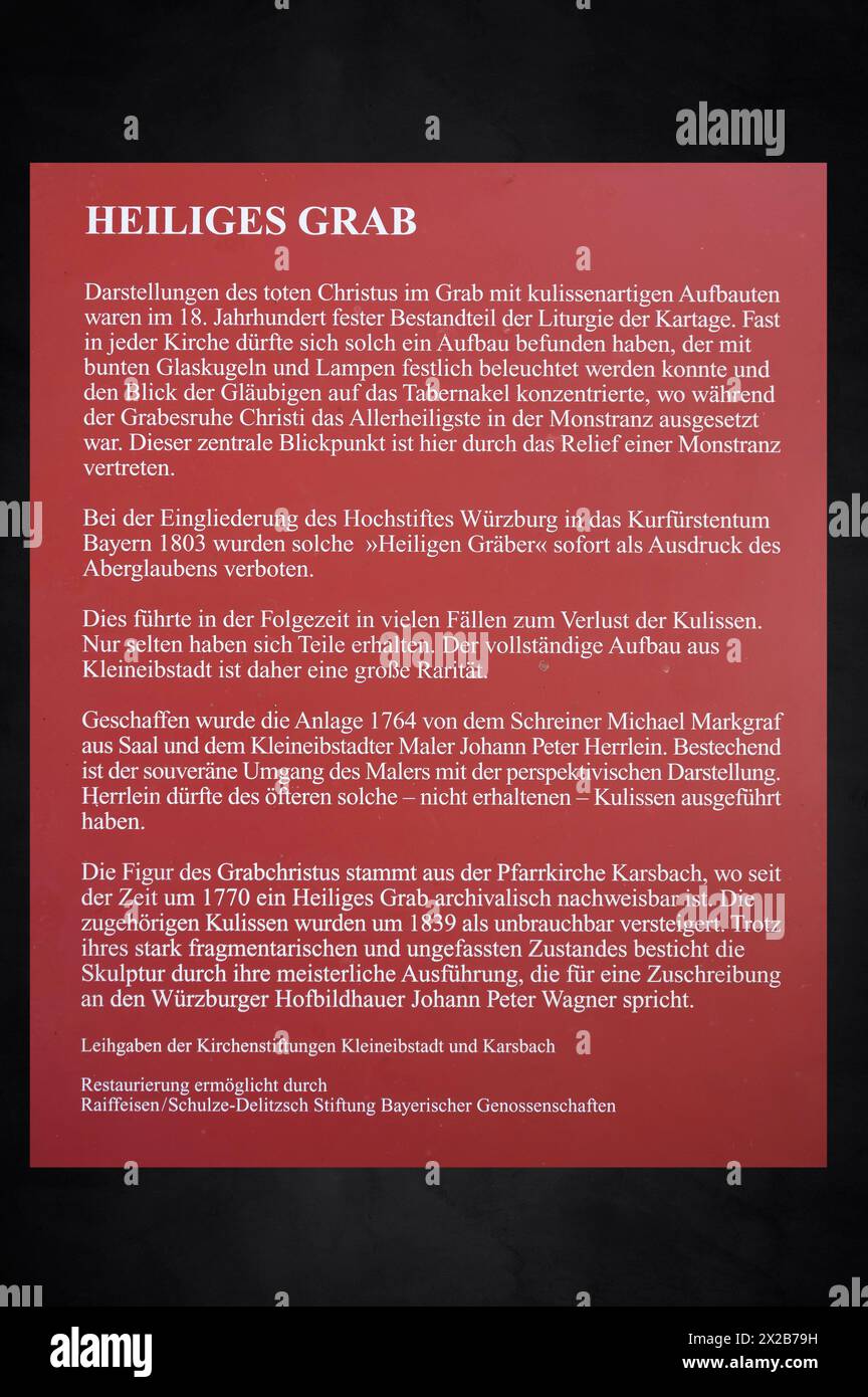 Panneau d'information sur le Saint-Sépulcre, dans l'église Saint-Barthélemy, Kleineibstadt, basse-Franconie, Bavière, Allemagne, Europe Banque D'Images