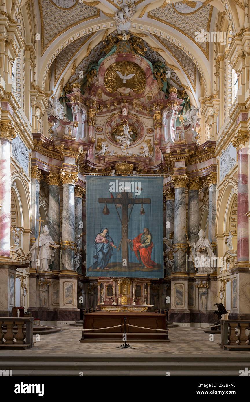 Toile de Carême historique, vers 1750, devant l'autel, église du monastère St Roch, Ebrach, basse-Franconie, Bavière, Allemagne, Europe Banque D'Images